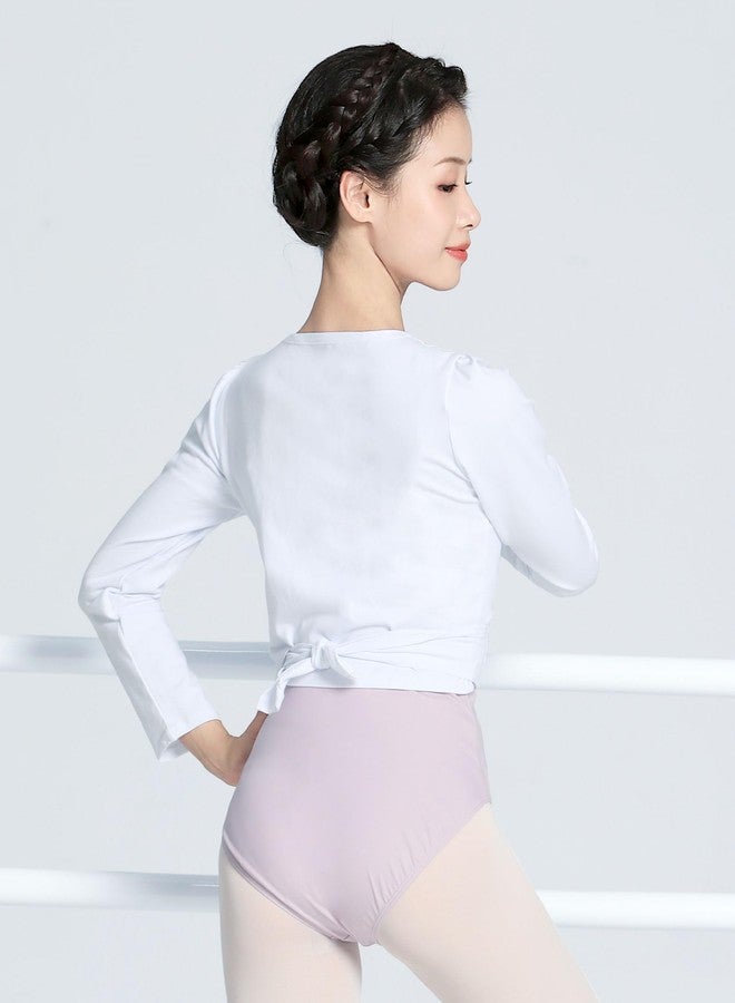 Daydance White Adult Women Ballet Shrug Cropped Cotton Dance Sweaters for Leotards - Image 3